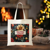 Tote Bag Noël Floral Chef personnalisé Cadeau de Noël