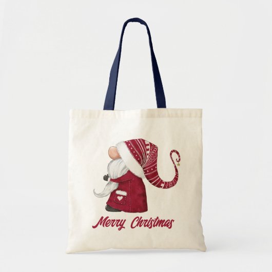 Tote Bag Noël Gnome Joyeux Noël Texte (Devant)