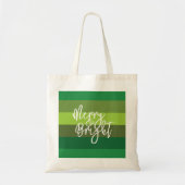 Tote Bag Noël Green Stripes Joyeux et Lumineux vacances (Devant)
