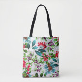 Tote Bag Noël hiver Bois Nature Holly Berry Pinecones (Devant)