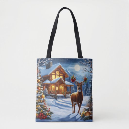 Tote Bag Noël/Hiver Deer Lodge (Devant)