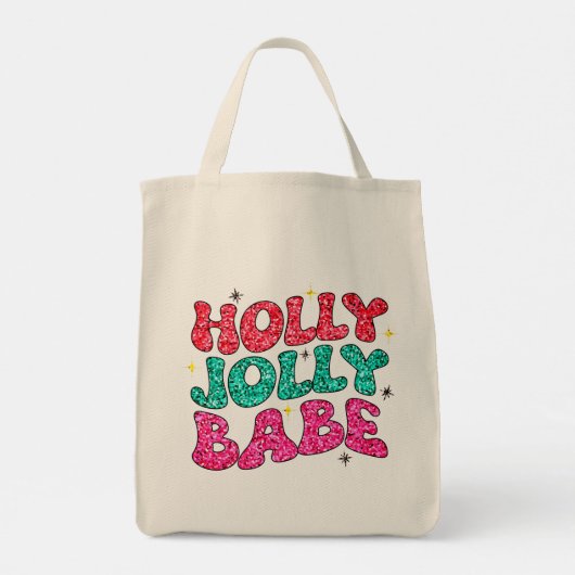 Tote Bag Noël Holly Jolly Babe Parties scintillant moderne (Dos)