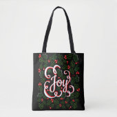 Tote Bag Noël Joie Flouritures Holly Berries & Feuilles (Devant)