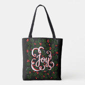 Tote Bag Noël Joie Flouritures Holly Berries & Feuilles (Dos)