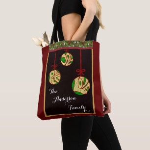 Tote Bag Noël Joie Paix Amour Famille Personnaliser