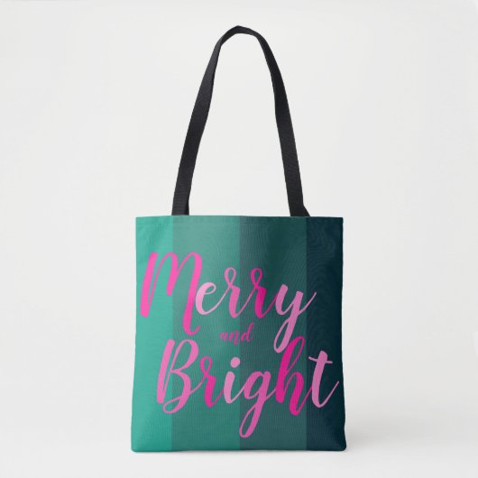 Tote Bag Noël Joyeux et rose vert clair (Devant)