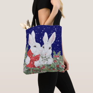 Tote Bag Noël Lapin Lapin Lapin Lover's mignonne Holiday hi