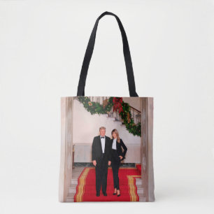Tote Bag Noël : le président Donald Trump et Melania descen