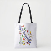 Tote Bag Noël mignon, lumières et étoiles avec vacances (Devant)