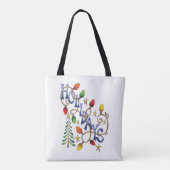 Tote Bag Noël mignon, lumières et étoiles avec vacances (Dos)