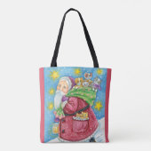 Tote Bag Noël mignon, Père Noël avec chatons et chats ! (Dos)