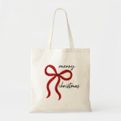 Tote Bag Noël Minimaliste Ruban Rouge (Devant)