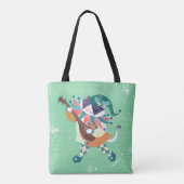 Tote Bag Noël Musique Elfe Chat Vert (Dos)