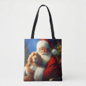Tote Bag Noël Père Noël avec Chiens 4 Fourre-tout (Devant)