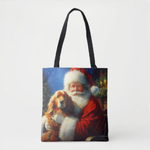 Tote Bag Noël Père Noël avec Chiens 4 Fourre-tout
