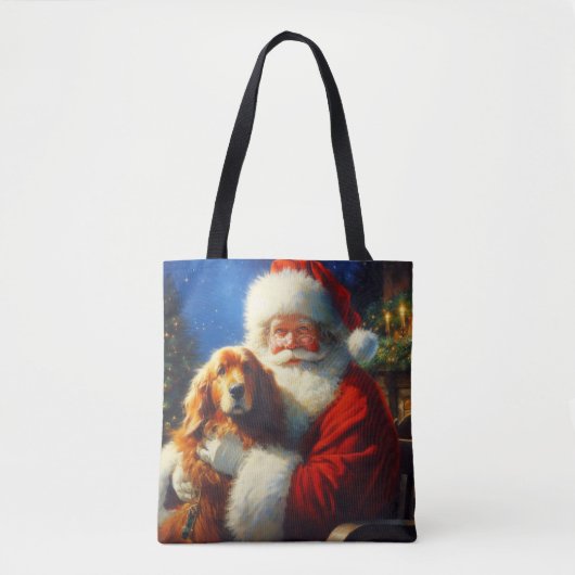 Tote Bag Noël Père Noël avec Chiens 4 Fourre-tout (Devant)