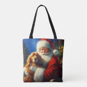 Tote Bag Noël Père Noël avec Chiens 4 Fourre-tout (Dos)