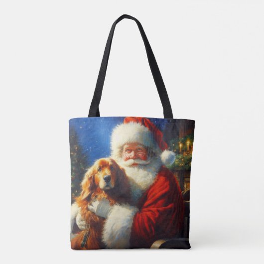 Tote Bag Noël Père Noël avec Chiens 4 Fourre-tout (Dos)