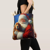 Tote Bag Noël Père Noël avec Chiens 4 Fourre-tout (De près)