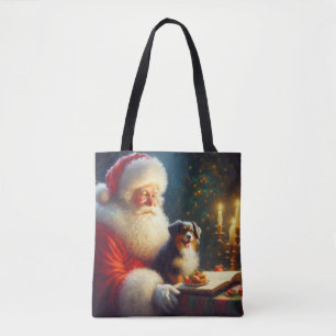 Tote Bag Noël Père Noël avec Chiens 5