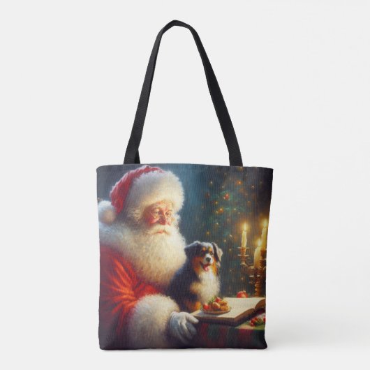 Tote Bag Noël Père Noël avec Chiens 5 (Dos)
