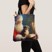 Tote Bag Noël Père Noël avec Chiens 5 (De près)