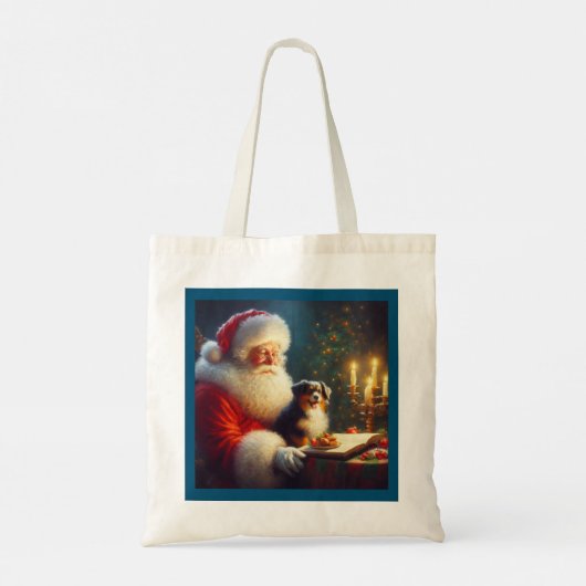 Tote Bag Noël Père Noël avec Chiens 5 (Dos)