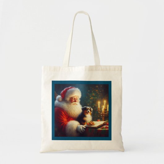 Tote Bag Noël Père Noël avec Chiens 5 (Devant)