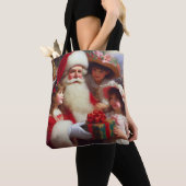 Tote Bag Noël Père Noël avec enfants 1 (De près)