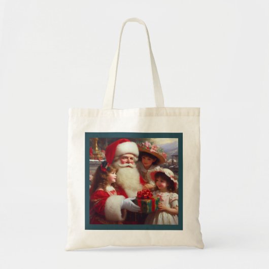 Tote Bag Noël Père Noël avec enfants 1 (Devant)
