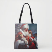 Tote Bag Noël Père Noël avec enfants 4 (Devant)