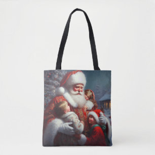 Tote Bag Noël Père Noël avec enfants 4
