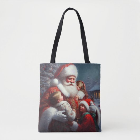 Tote Bag Noël Père Noël avec enfants 4 (Devant)