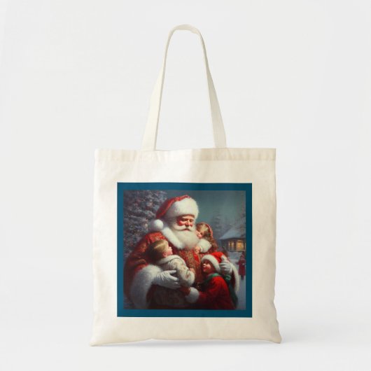 Tote Bag Noël Père Noël avec enfants 4 (Devant)