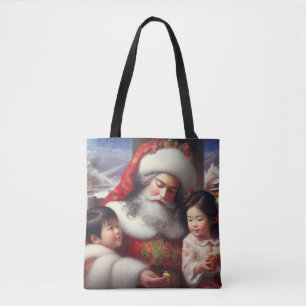 Tote Bag Noël Père Noël avec enfants 5