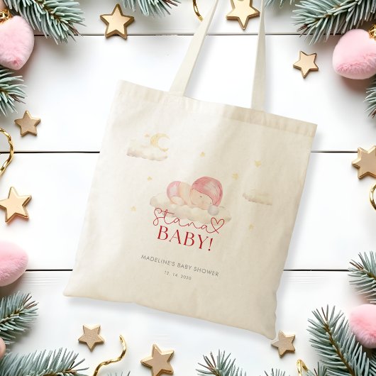 Tote Bag Noël Père Noël bébé fille douche