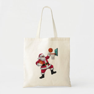 Tote Bag Noël Père Noël Dunking Un Basket-ball Noël