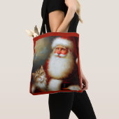 Tote Bag Noël Père Noël et un chat 2 (De près)