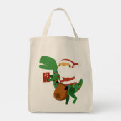 Tote Bag Noël Père Noël T-rex Dinosaur Sleigh (Dos)