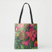 Tote Bag Noel Poinsettia peinture aquarelle originale (Devant)
