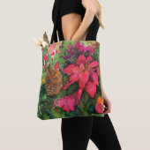 Tote Bag Noel Poinsettia peinture aquarelle originale (De près)