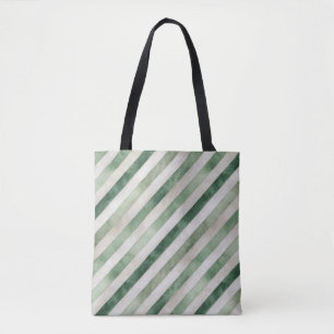 Tote Bag Noël Rayures Vertes Crème Chaude
