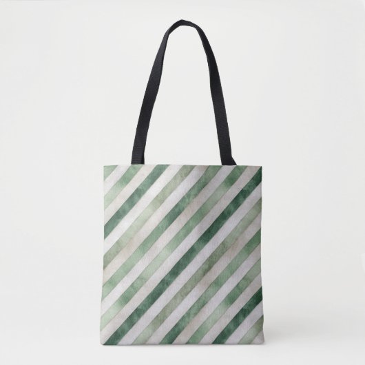 Tote Bag Noël Rayures Vertes Crème Chaude (Devant)