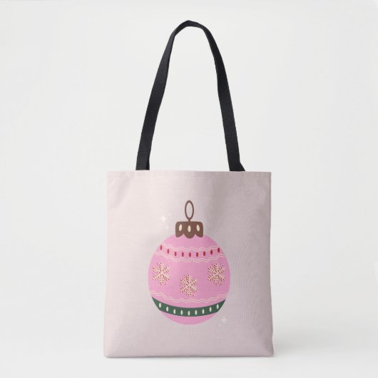 Tote Bag Noël Rétro Vacances rose Bauble (Devant)