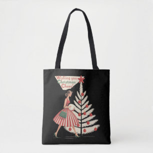 Tote Bag Noël Rétro Vintage 50s Fête 1950s Dame