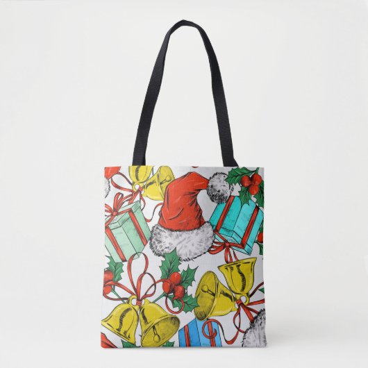 Tote Bag Noël Rouge Vert Bleu Vacances (Devant)