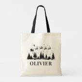 Tote Bag Noël, scène traditionnelle cadeau de rennes d'hive (Dos)