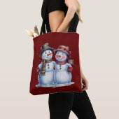 Tote Bag Noël Snowman vacances Vintages (De près)