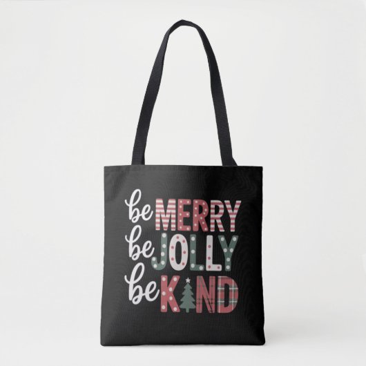 Tote Bag Noël Sois gentil Enseignant Joyeux Noël Arbre Joll (Devant)