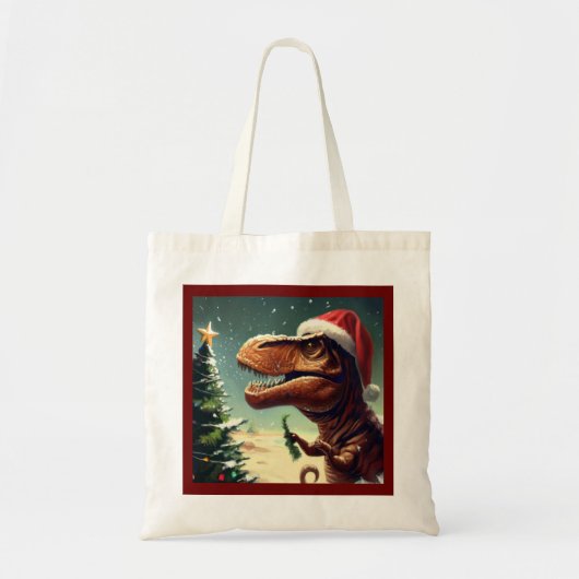 Tote Bag Noël T-Rex 4 (Devant)